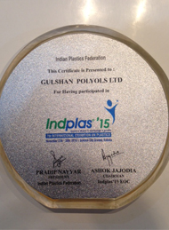 Award of Acknowledgement for Participation in Indplas’15